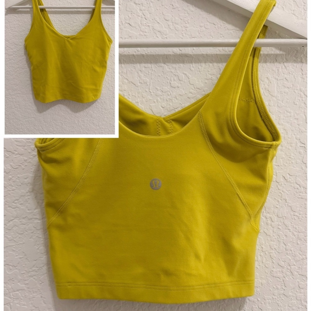 Lululemon Yellow Align Tank | Cropped Athletic Top with Built-In Bra